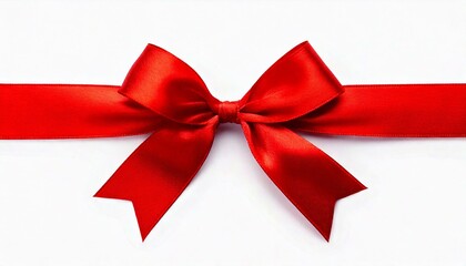 Fototapeta premium Shiny red ribbon with bow isolated on white