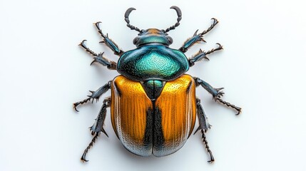 Vibrant Beetle with Metallic Colors. Generative AI