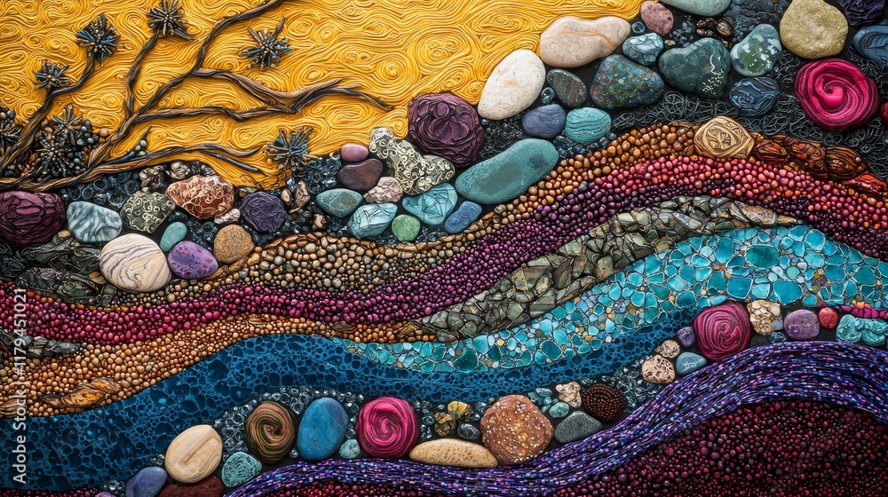 Poster Vibrant Abstract Loops and Swirls in Dynamic Colorful Texture and Patterns