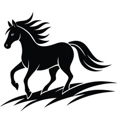 A simple standing horse silhouette with minimal details, vector art.