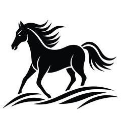 A simple standing horse silhouette with minimal details, vector art.