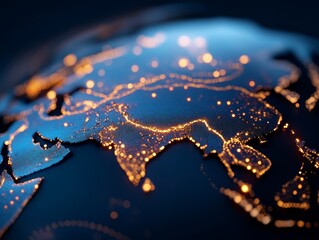 Fototapeta premium Aerial view of illuminated global metropolis.