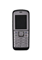 Retro mobile phone with a classic button design on a transparent background. The high resolution...