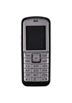 Retro mobile phone with a classic button design on a transparent background. The high resolution and transparent background make it perfect for use in advertising, illustrations, and design projects.