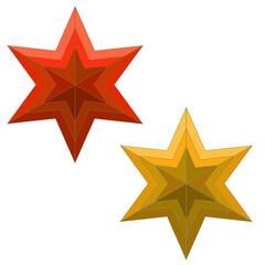 Obraz premium two six-pointed stars, red and yellow