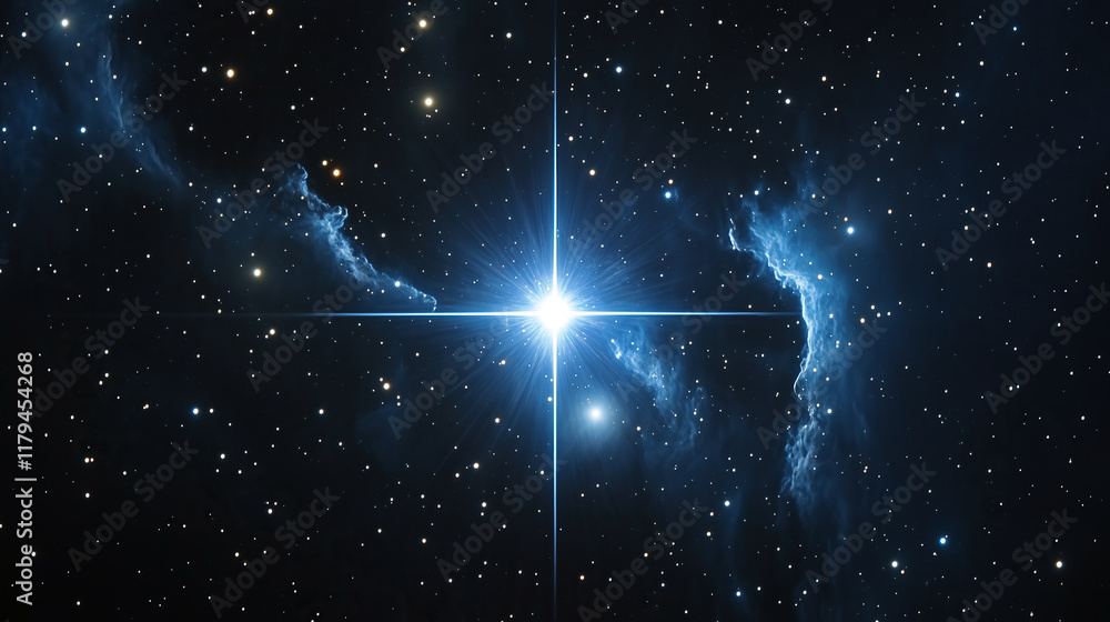 Wall mural abstract universe nebula clouds in space with star of bethlehem