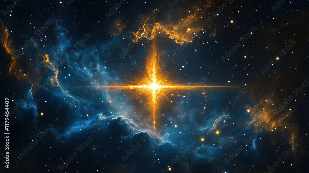 Wall mural abstract universe nebula clouds in space with star of bethlehem