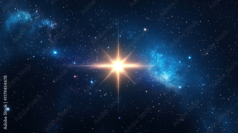 Wall mural abstract universe nebula clouds in space with star of bethlehem