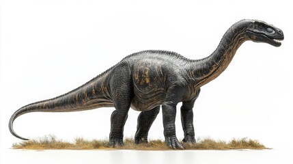 Fototapeta premium Alamosaurus Dinosaur on White Background. Generative AI
