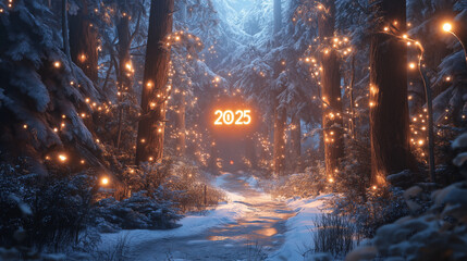 Happy New Year 2025 Greeting Card with Festive Design and Sparkling Elements