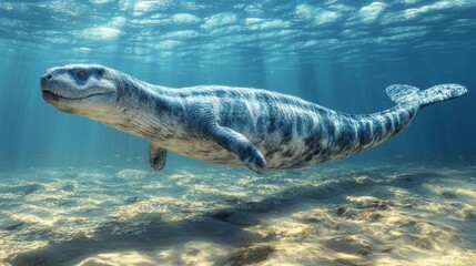 Marine Reptile Underwater Scene. Generative AI