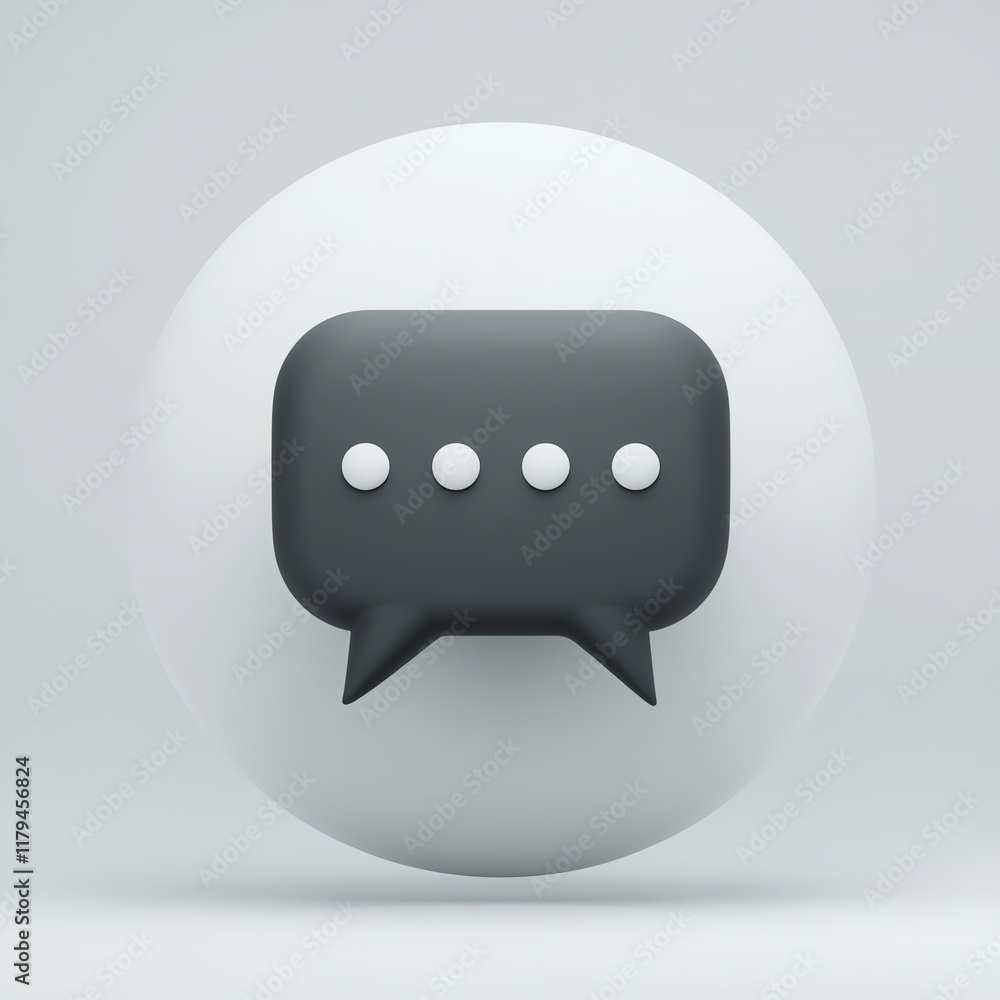 Aufkleber modern 3d render of chat bubble icon on soft gray background for communication design