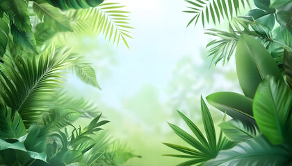 Lush Green Tropical Foliage Background Image
