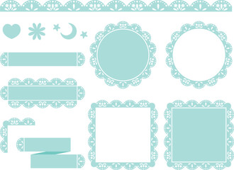 かわいいレースのフレームと装飾セット　グリーン