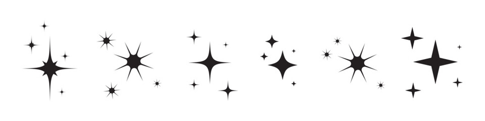 Sparkle Icons. Twinkle stars set. Shine star icons. Shine, glitter, twinkling and clean effect. Star sparkle icon.