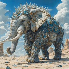 Fototapeta premium Imaginative Hybrid of Elephant and Porcupine Creature