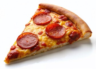 Delicious Pepperoni Pizza Slice Isolated on White Background - Perfect for Food Blogs and Menus