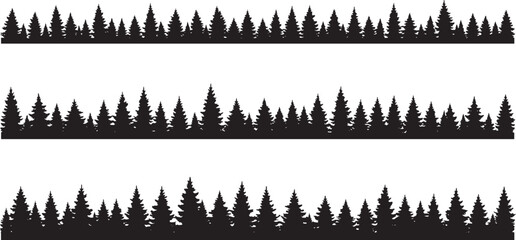 tree silhouettes. Trees of different natural zones, vector illustration.
