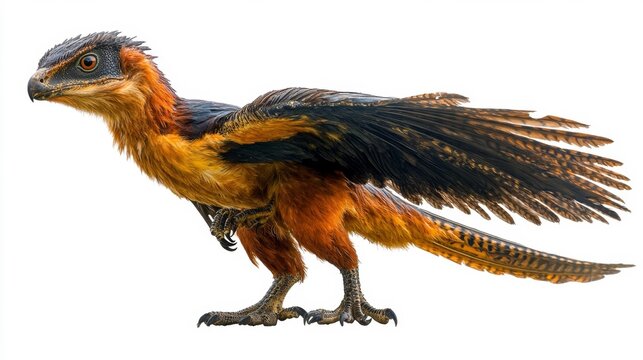 Microraptor with Colorful Feather Details. Generative AI