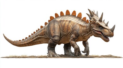 Fototapeta premium Kentrosaurus Dinosaur on White Background. Generative AI