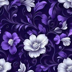 Seamless beautiful purple flowers pattern