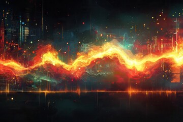Fototapeta premium Abstract Circuit Design with Glowing Lines in Dark Style