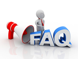 3d illustration Frequently Asked Questions symbol 
