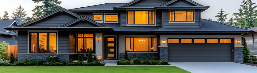 Luxury Modern Home Evening Exterior Photo