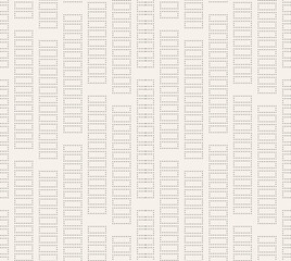 Abstract vertical columns of black dotted line rectangles geometric seamless pattern.