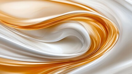 Fototapeta premium Abstract Swirling Cream and Gold Liquid Texture Background Design