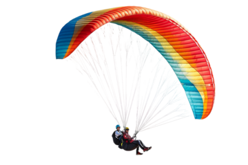 Cherished Memories: Friends Paragliding Together in the Great Outdoors Isolated on Transparent Background