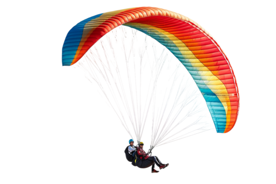 Cherished Memories: Friends Paragliding Together in the Great Outdoors Isolated on Transparent Background