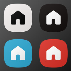 Black and white, red and blue, home app icons. Home application icons	