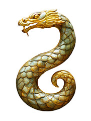 Fototapeta premium Ancient Gold Snake Totem Motif on Black Background