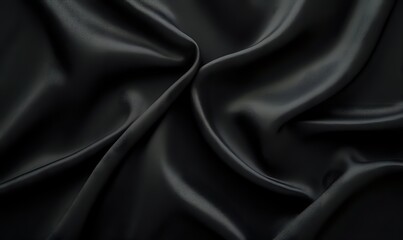 Obraz premium Dark Fabric Drapes and Flows Elegantly, Showing Texture and Depth in Black, Abstract Background Image