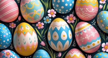 Obraz premium Easter egg patterns background or illustration with springtime pastels
