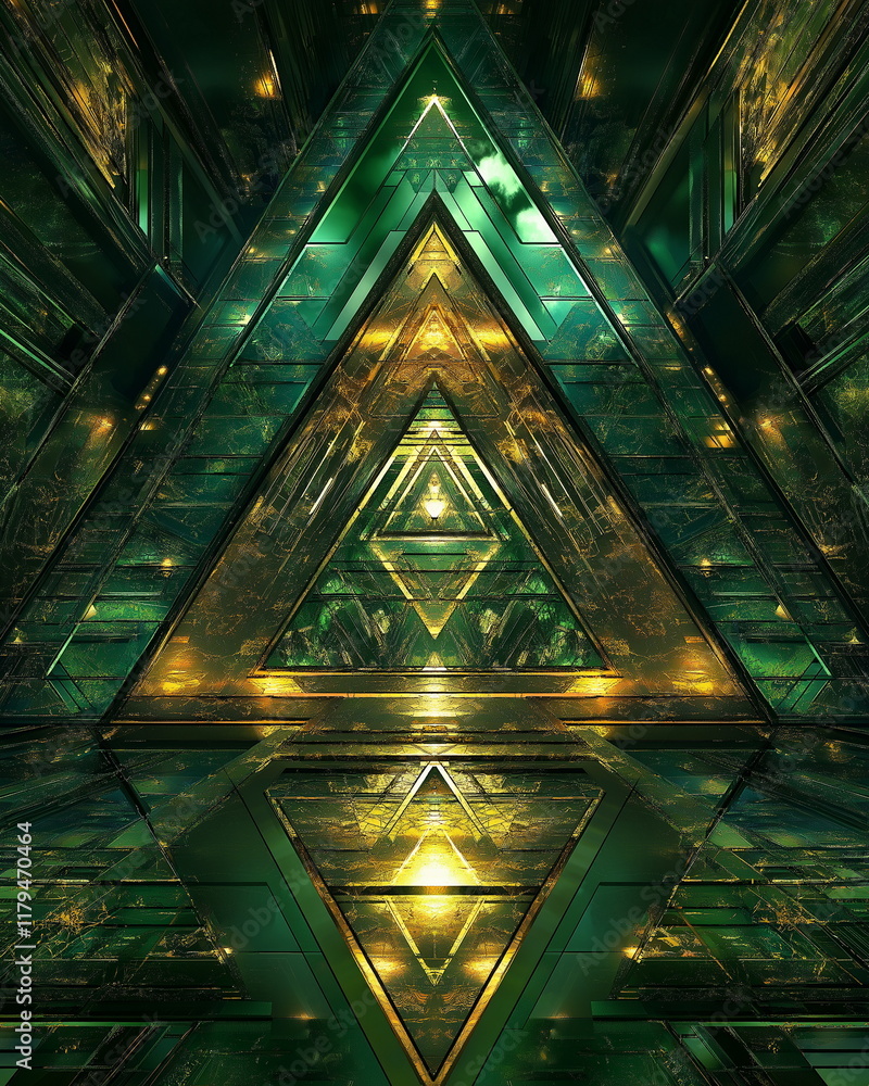 Poster harmony of forms and textures. abstract pattern of sierpinski triangles rich colo_012