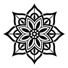 Elegant Black and White Mandala Outline Design - Traditional Vector Art