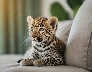 Naklejka premium baby leopards Generative AI