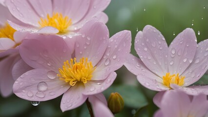 Pink Flowers with Dew Drops