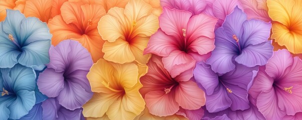 Discover the beauty of spring with this vibrant floral display, A floral haven of colorful spring blossoms, with each flower responding to the dance of the breeze, where an array of colorful blooms