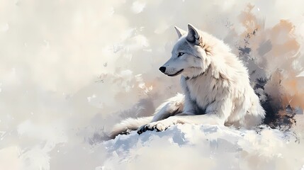 Obraz premium Majestic wolf in the wild, nature-inspired background for designs.