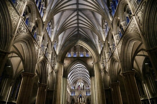 Gothic Cathedral Interior with Soaring Arches
