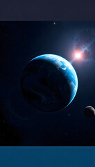Naklejka premium earth in space HD 8K wallpaper Stock Photographic Image, digital art, with white tones