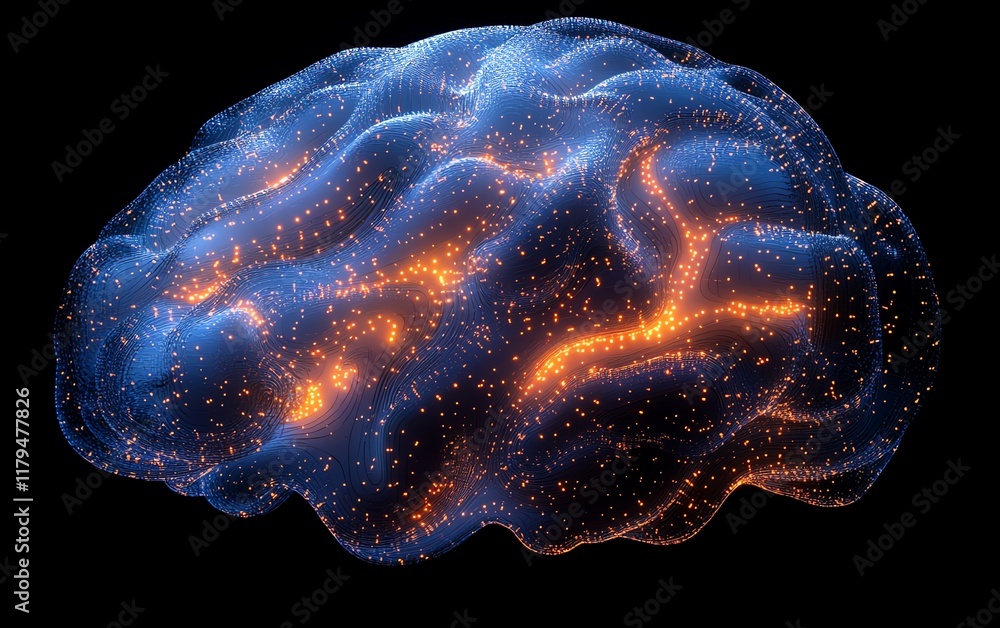 Aufkleber A conceptual AI brain formed from flowing data streams and glowing circuits, symbolizing the power and development of artificial intelligence in a futuristic design
