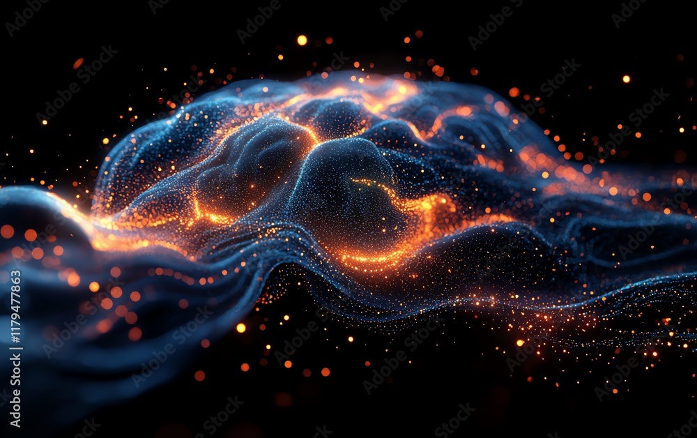 Aufkleber A conceptual AI brain formed from flowing data streams and glowing circuits, symbolizing the power and development of artificial intelligence in a futuristic design