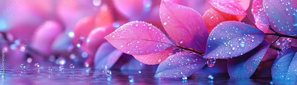 Poster experience the magic of nature with this captivating image featuring soft sunlight playing on dew-la
