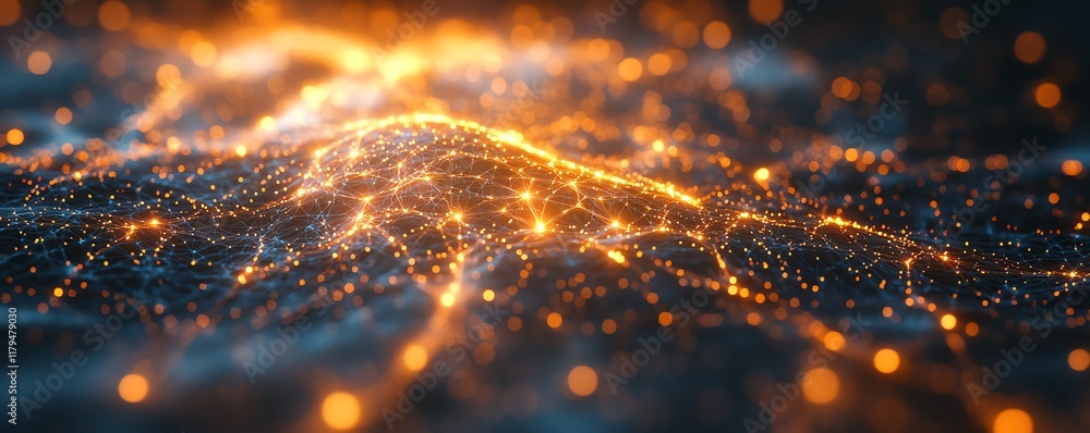 Poster A futuristic AI brain concept, with interconnected neural networks and radiant light pathways, representing the exponential growth and development of artificial intelligence