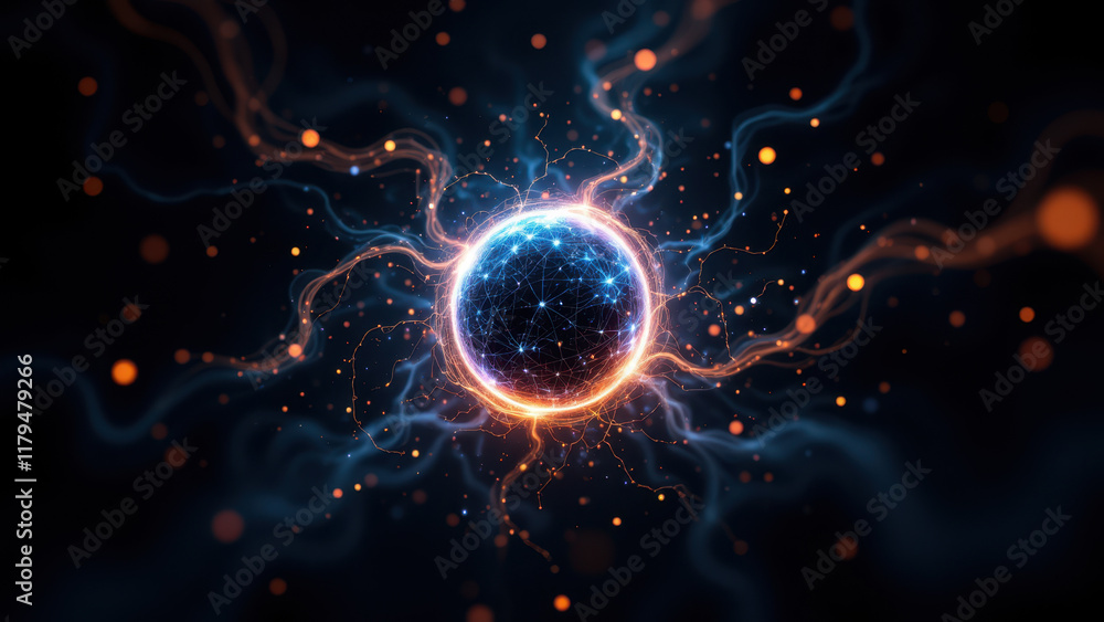 Aufkleber abstract cosmic background with a swirling nebula-like effect centered on an orbspheroid.