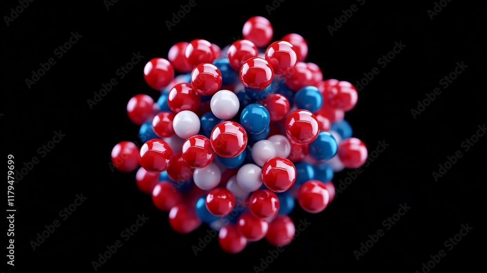 Poster dynamic peptide molecule surrounded by energy particles molecular rendering